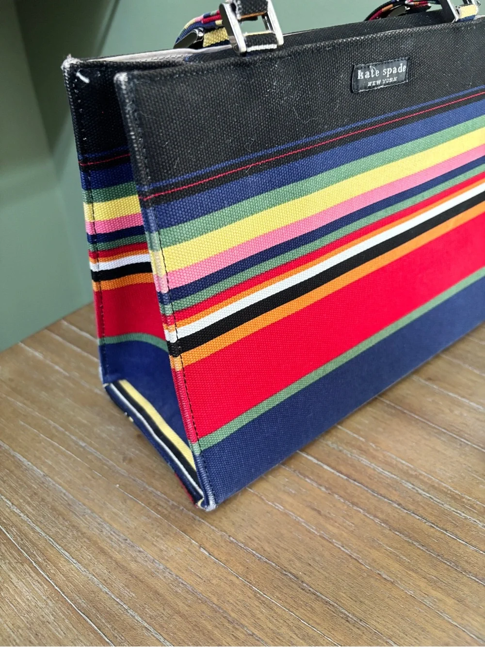 kate spade Multicolor Striped Canvas Tote in Red, Navy & Yellow